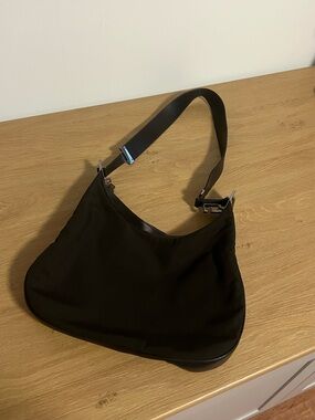 Vintage Gucci Black Shoulder Bag with Silver Hardware